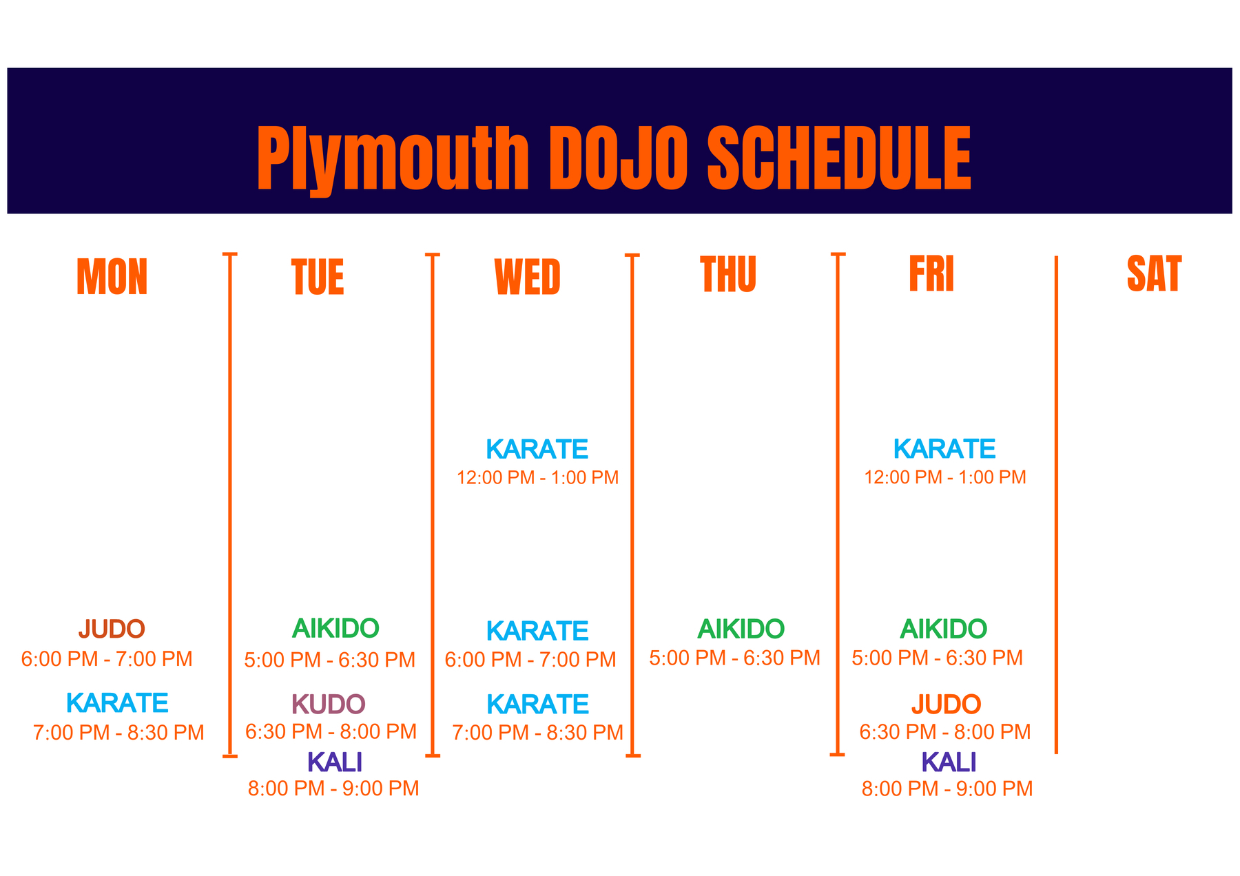 JMA Schedule Plymouth no iaido